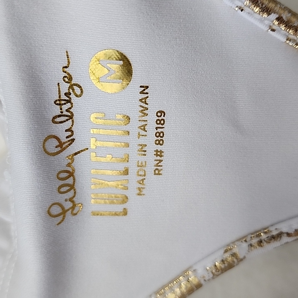 Lilly Pulitzer Luxletic gold and white sports bra - Picture 3 of 3